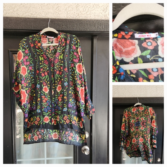 Johnny Was Multicolor Floral Sheer Top - Picture 2 of 3